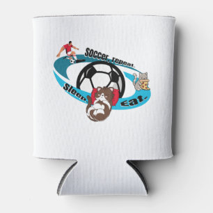 Eat, sleep, soccer, repeat. cartoon soccer can cooler
