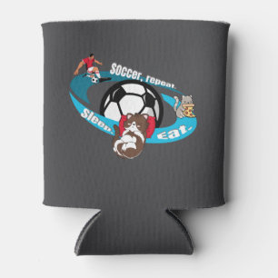 Eat, sleep, soccer, repeat. cartoon soccer can cooler