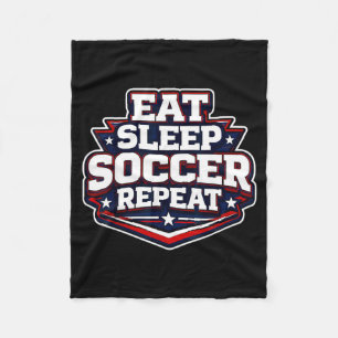 Eat Sleep Soccer Repeat Funny Football Player Coac Fleece Blanket