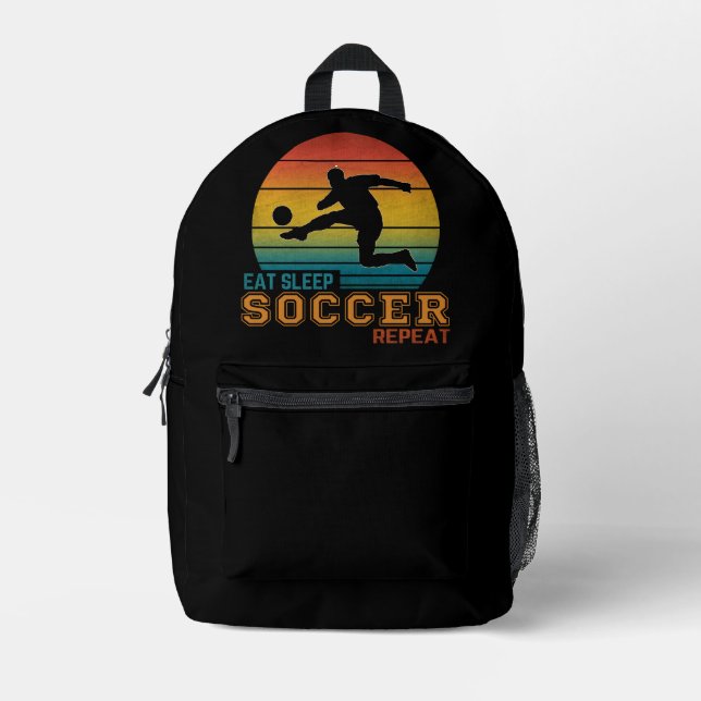 Eat Sleep Soccer Repeat Printed Backpack (Front)