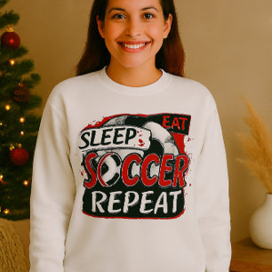 Eat Sleep Soccer Repeat Shirt – Bold Red & Black 