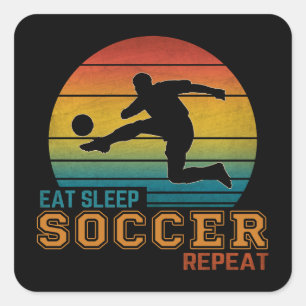 Eat Sleep Soccer Repeat Square Sticker