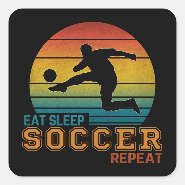 Eat Sleep Soccer Repeat Square Sticker (Front)