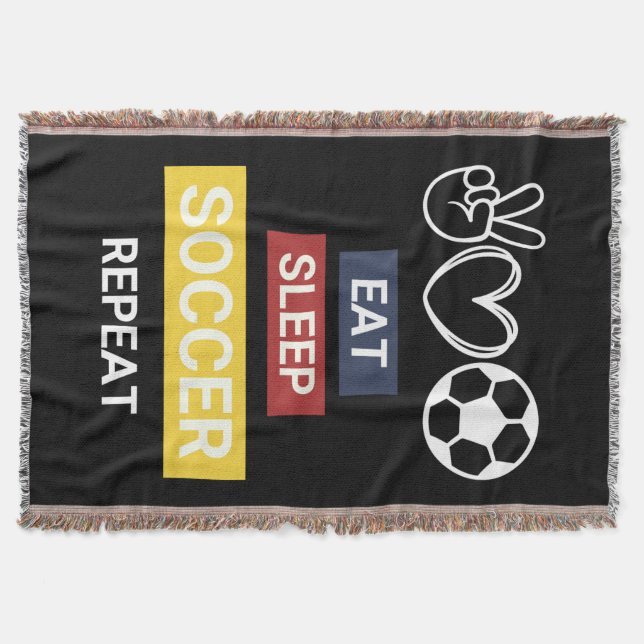 Eat, Sleep, Soccer, Repeat Throw Blanket (Front)