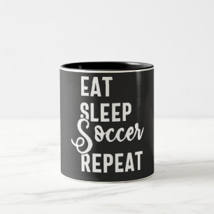 eat sleep soccer repeat Two-Tone coffee mug