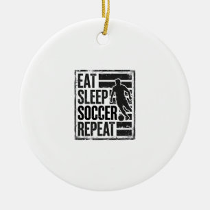 Eat Sleep Soccer Repeat Vintage Player Shirt Desig Ceramic Tree Decoration