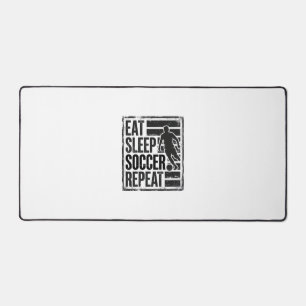 Eat Sleep Soccer Repeat Vintage Player Shirt Desig Desk Mat