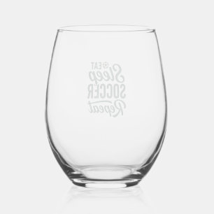 Eat Sleep Soccer Repeat Vintage Shirt Design_1 Stemless Wine Glass