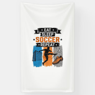 Eat Sleep Soccer Repeat Vintage Soccer Player Shir Banner