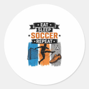 Eat Sleep Soccer Repeat Vintage Soccer Player Shir Classic Round Sticker