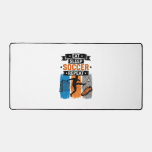 Eat Sleep Soccer Repeat Vintage Soccer Player Shir Desk Mat