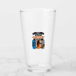 Eat Sleep Soccer Repeat Vintage Soccer Player Shir Glass