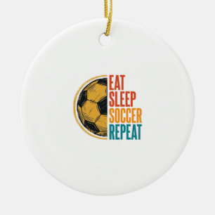 Eat Sleep Soccer Repeat Vintage Soccer Shirt Desig Ceramic Tree Decoration