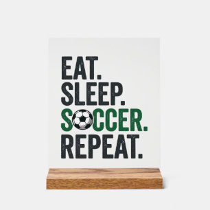 Eat Sleep Soccer Repeat Vintage T-Shirt Design_1 Acrylic Sign