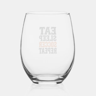 Eat Sleep Soccer Repeat Vintage Typography Shirt_1 Stemless Wine Glass