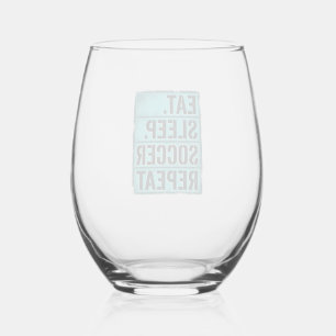 Eat Sleep Soccer Repeat Vintage Typography Shirt ( Stemless Wine Glass