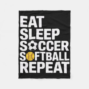 Eat Sleep Soccer Softll Repeat Coach Moms Lovers Fleece Blanket