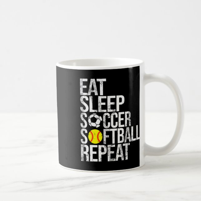 Eat Sleep Soccer Softll Repeat Funny Ll  Coffee Mug (Right)