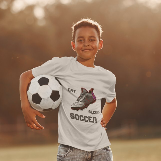 Eat. Sleep. Soccer. Urban Soccer Boot. Kids Soccer T-Shirt (Creator Uploaded)