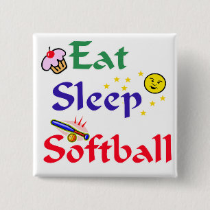 Eat Sleep Softball 15 Cm Square Badge