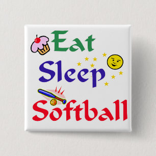 Eat Sleep Softball 15 Cm Square Badge