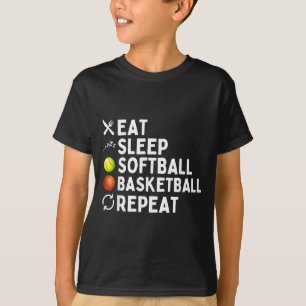 Eat Sleep Softball Basball Repeat Funny Softball T-Shirt