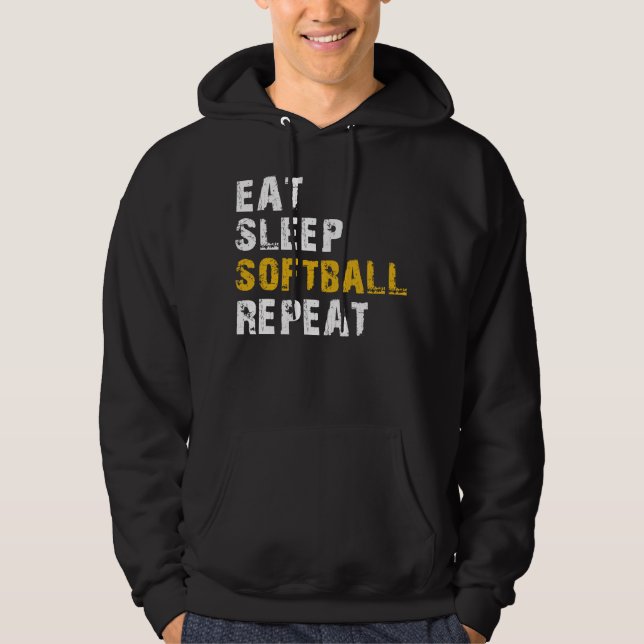 eat sleep Softball Hoodie (Front)