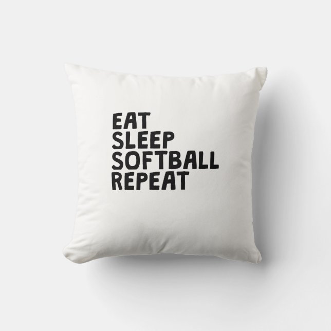 Eat Sleep Softball Repeat Cushion (Front)