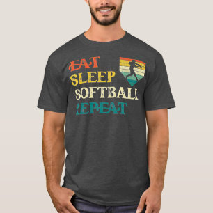 Eat Sleep Softball Repeat for Girls Vintage Retro T-Shirt