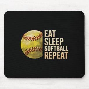 Eat Sleep Softball Repeat Funny Softball Player Me Mouse Pad