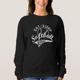 Eat Sleep Softball Repeat Retro Game Day 1 Sweatshirt