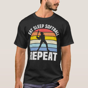 Eat Sleep Softball Repeat Softball  Vintage Softba T-Shirt