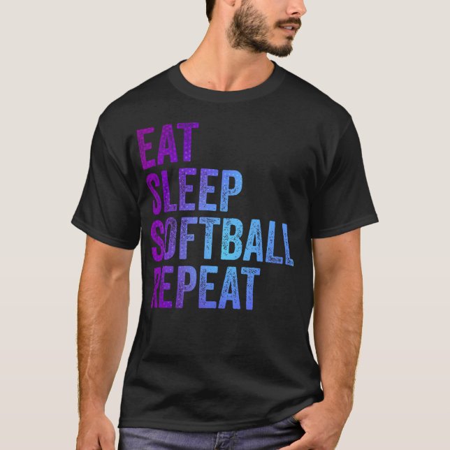 Eat Sleep Softball Repeat T-Shirt (Front)