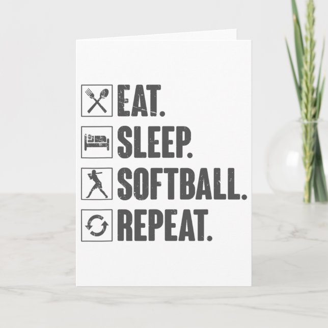 Eat Sleep Softll Repeat - Softll Gift For Girl Fun Card (Front)