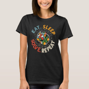 Eat Sleep Solve Repeat Math Speed Cubing Genie Cub T-Shirt