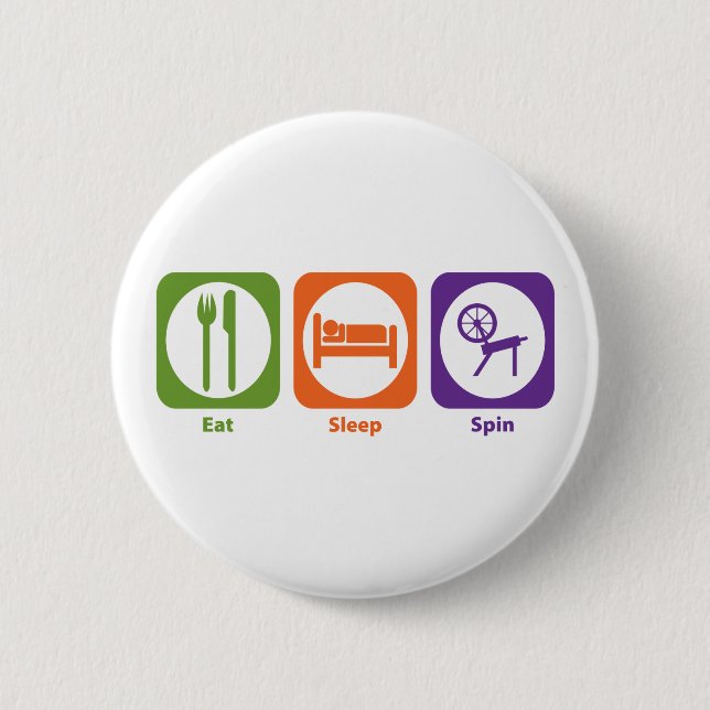 Eat Sleep Spin 6 Cm Round Badge (Front)