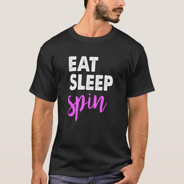 Eat Sleep Spin Gym Sayings Spinning Class Workout  T-Shirt (Front)