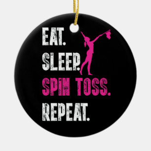 Eat Sleep Spin Toss Repeat Flag Colour Guard Ceramic Tree Decoration