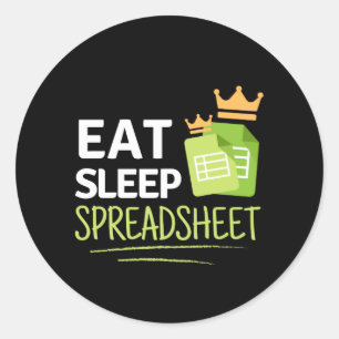 Eat Sleep Spreadsheet Classic Round Sticker