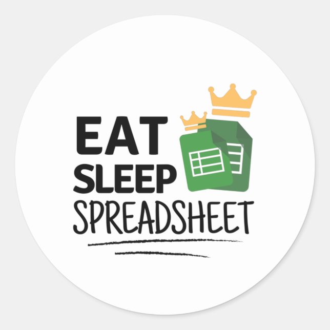 Eat Sleep Spreadsheet Classic Round Sticker (Front)