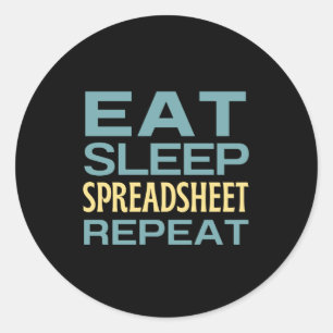 Eat Sleep Spreadsheet Repeat Classic Round Sticker