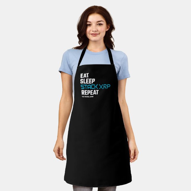 Eat Sleep Stack Funny XRP Crypto Quote Meme Apron (Worn)