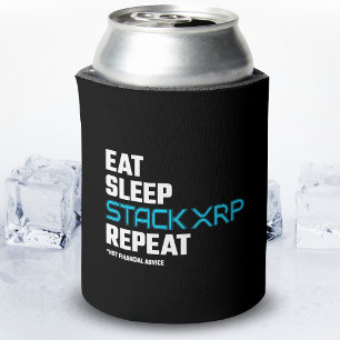 Eat Sleep Stack Funny XRP Crypto Quote Meme Can Cooler
