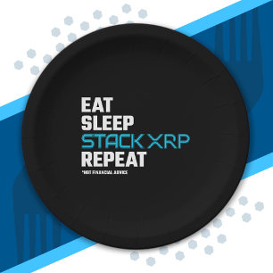 Eat Sleep Stack Funny XRP Crypto Quote Meme Paper Plate