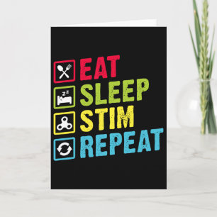 Eat Sleep Stim Repeat Autism Awareness Kids Boys W Card