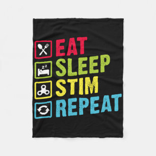 Eat Sleep Stim Repeat Autism Awareness Kids Boys W Fleece Blanket