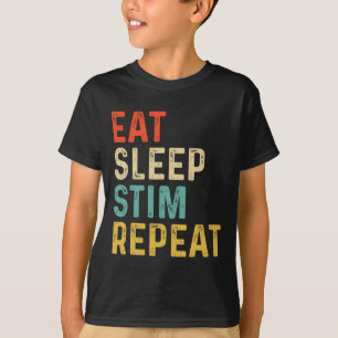 Eat Sleep Stim Repeat Autism Awareness Kids Boys W T-Shirt