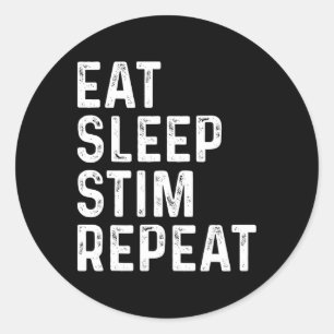 Eat Sleep Stim Repeat Autism Awareness Kids Funny Classic Round Sticker
