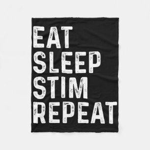 Eat Sleep Stim Repeat Autism Awareness Kids Funny Fleece Blanket
