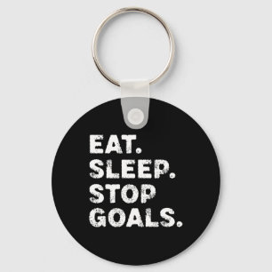 Eat Sleep Stop Goals Funny Soccer Hockey Goalie Key Ring